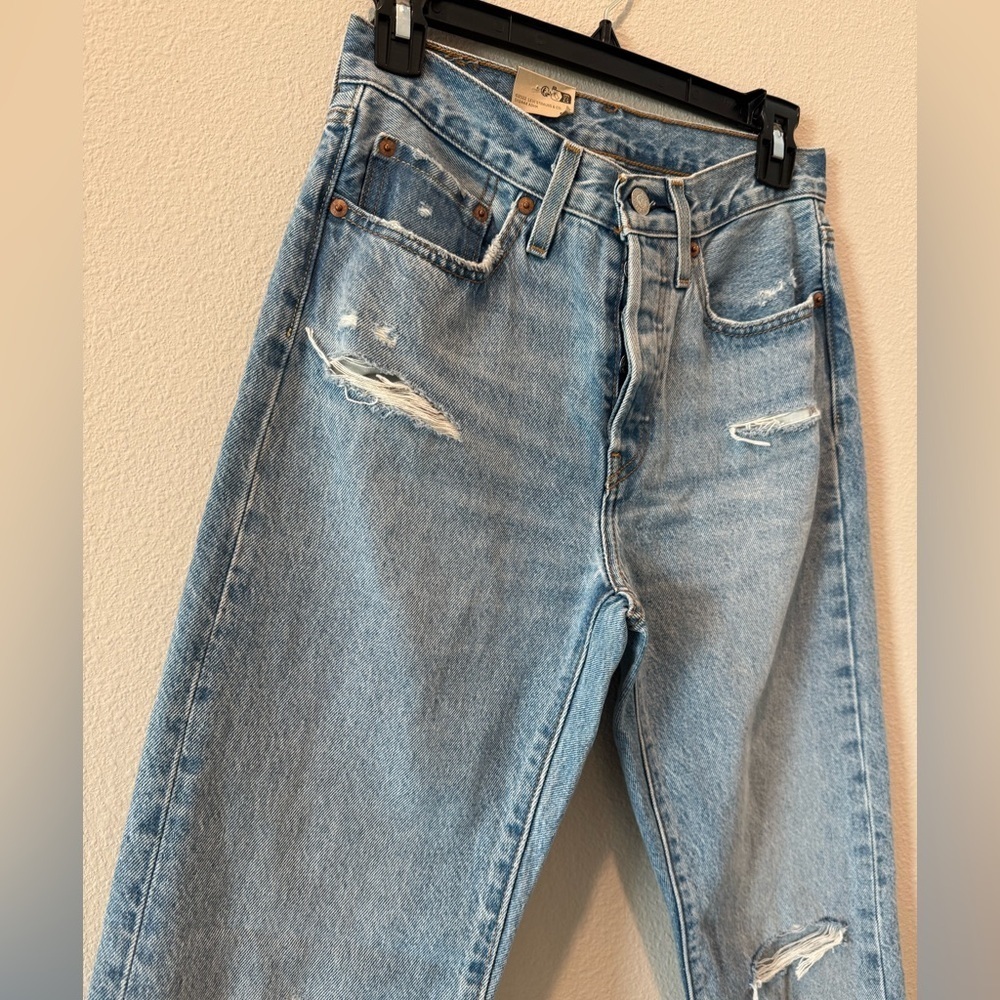 Levi's Light Blue Distressed Slim Jeans - Picture 3 of 8